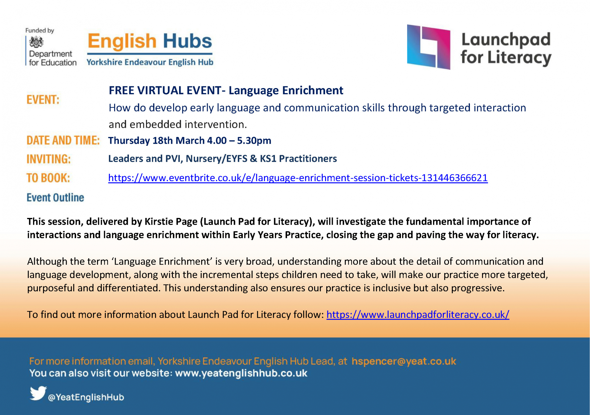 Language Enrichment Launch Pad Free Event
